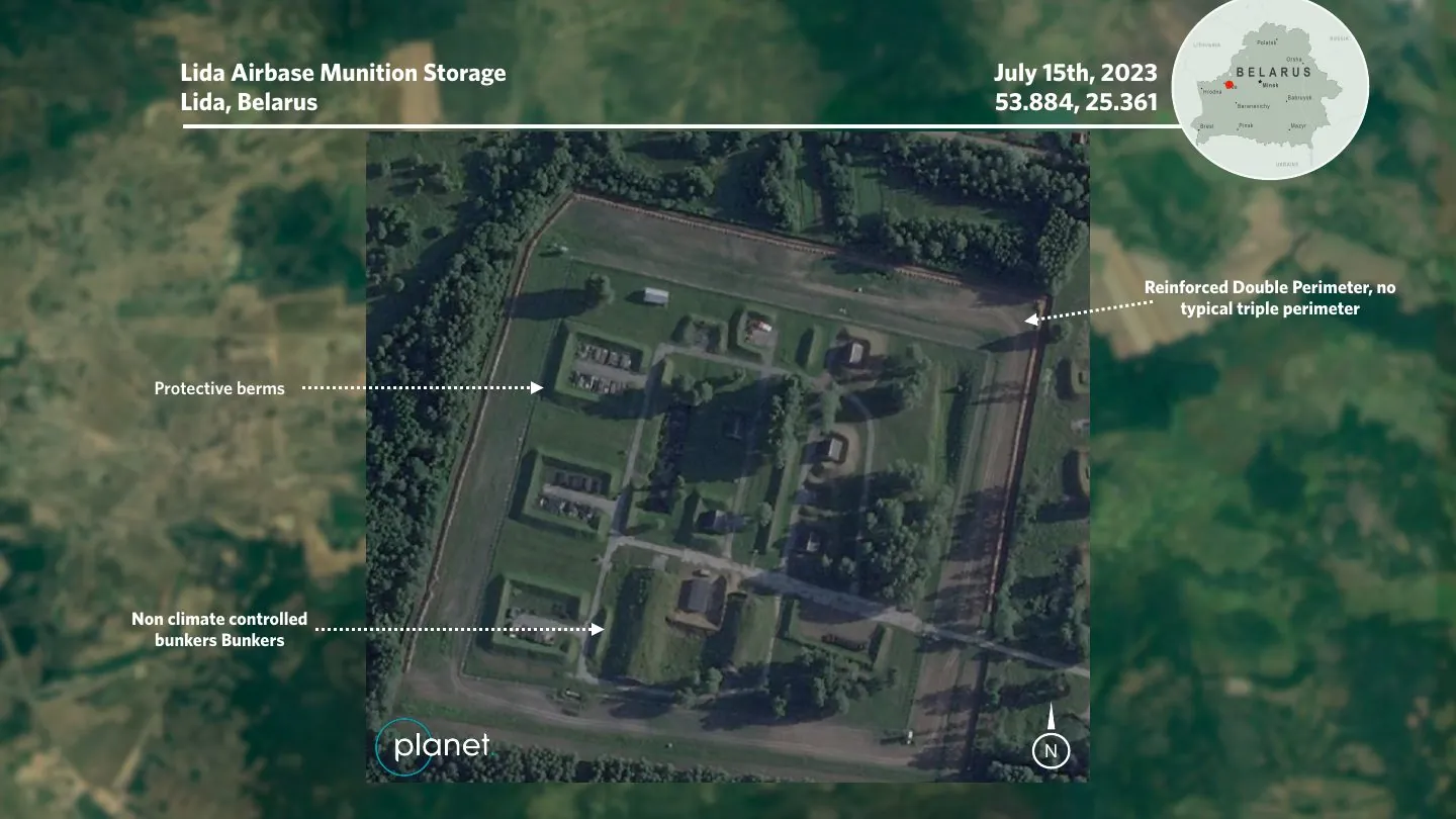 Lida Airbase munitions storage on July 15, 2023