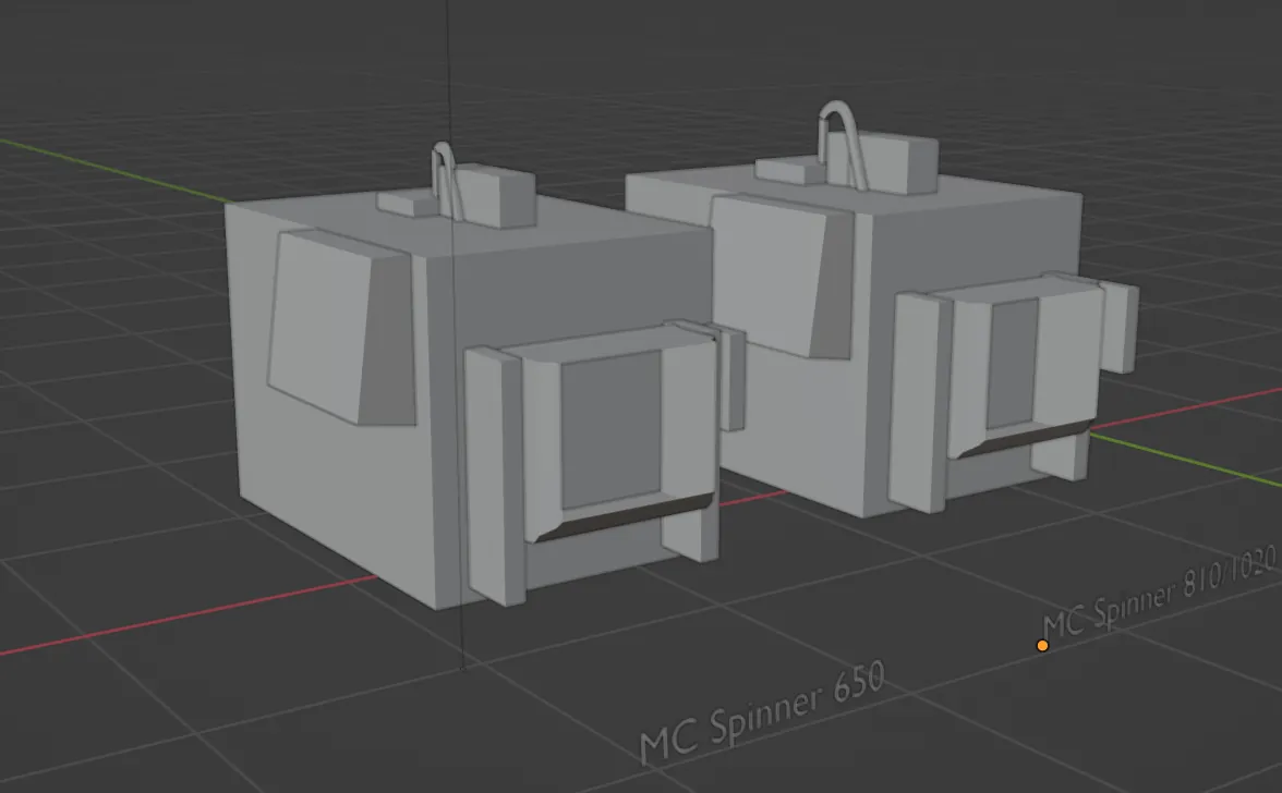Three-dimensional side comparison of Spinner MC machines